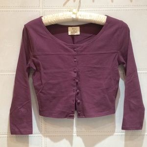 UO Purple Button Down Cropped Cardigan Top